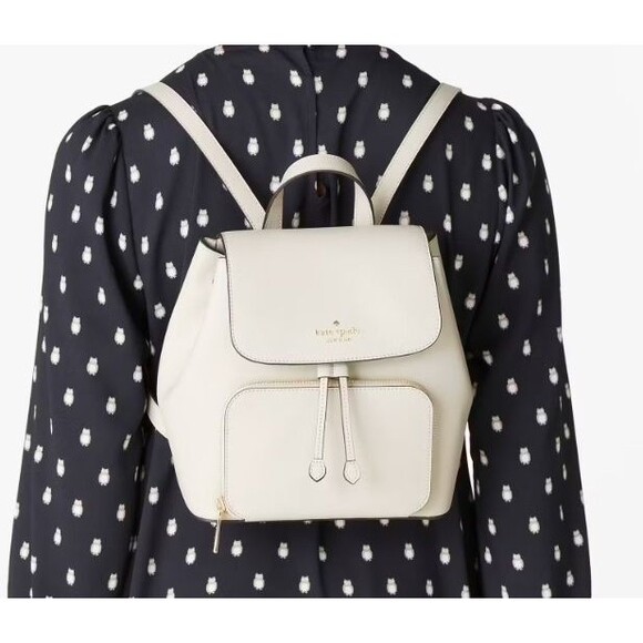 KATE SPADE Kristi Leather Backpack Purse Women’s Medium Quill Gray Bag NWT - Picture 5 of 7